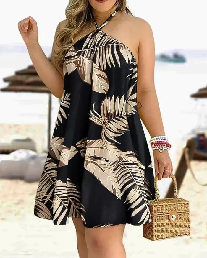 Robe à imprimé Floral, col licou, style Boho, dos nu, vêtements pour femmes, printemps et été