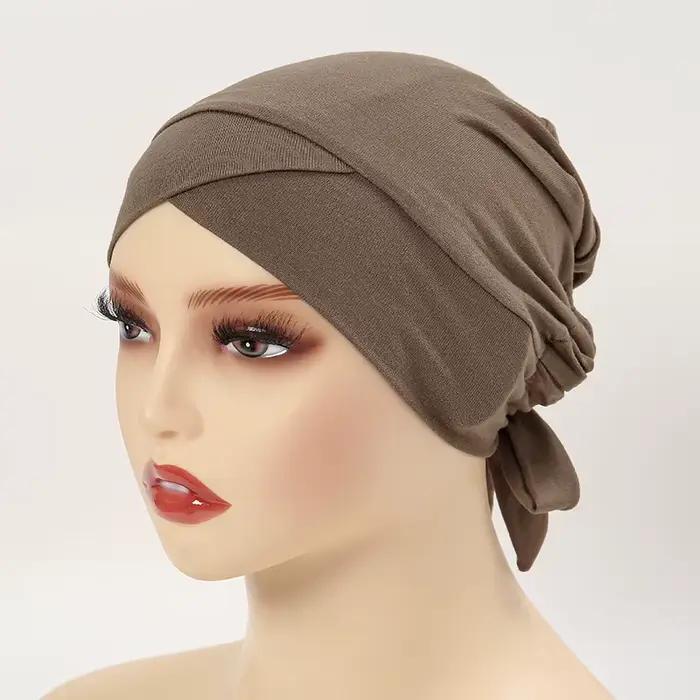 Hijab intérieur croisé en coton pour femmes musulmanes, sous-écharpe, dos réglable, bande intérieure