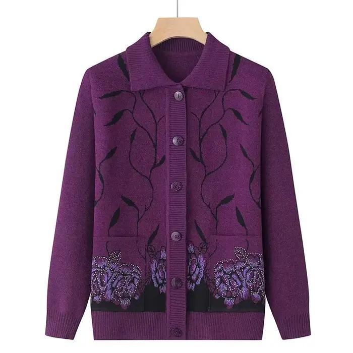 Pull cardigan à manches longues avec boutons pour femmes, manteau chaud, vêtements pour femmes, mère