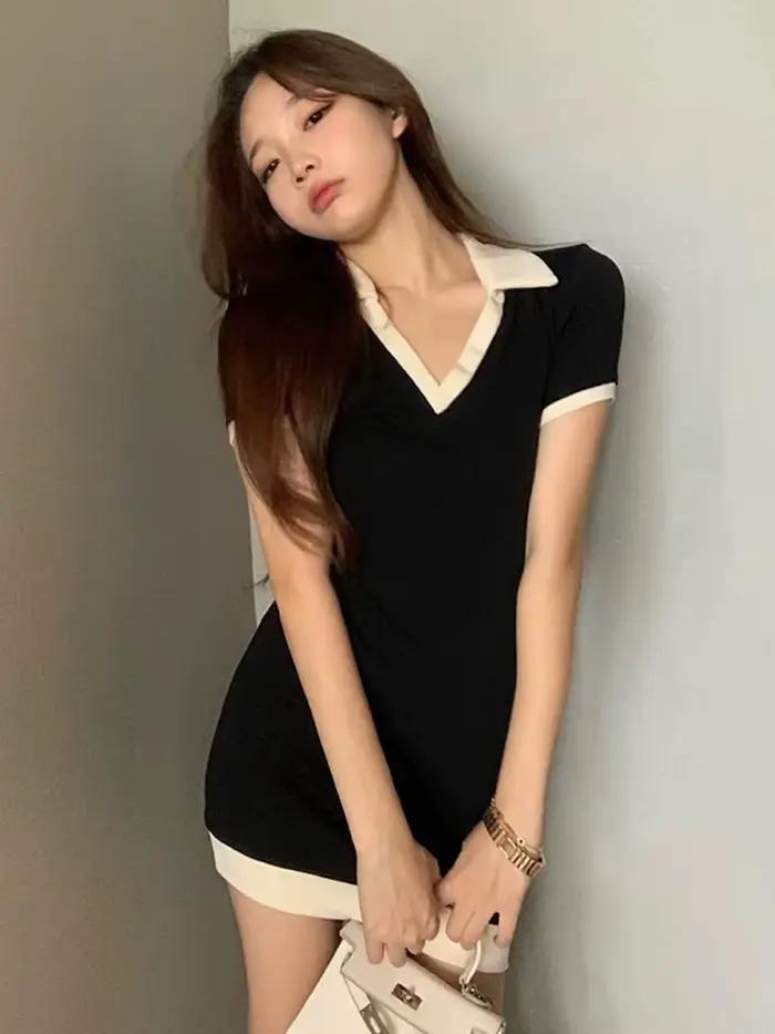 Robe fourreau à panneaux pour femmes, style coréen, simple, classique, vintage, chic, été