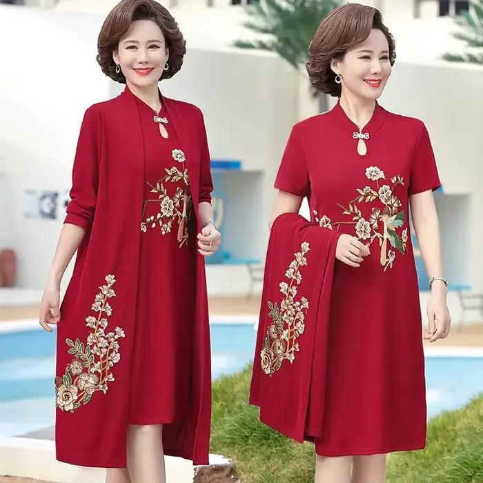 Robe deux pièces coupe-vent pour mère, robe de mariée, manteau de printemps pour femmes d'âge moyen