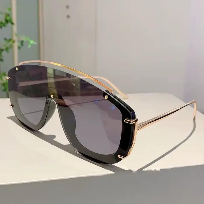 Mode léopard femmes lunettes de soleil élégant dégradé Sports de plein air nuances de luxe en métal