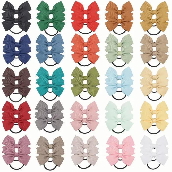 20/40/50 pièces de nœuds pour cheveux en ruban gros-grain de 2 pouces, élastiques à cheveux, attache