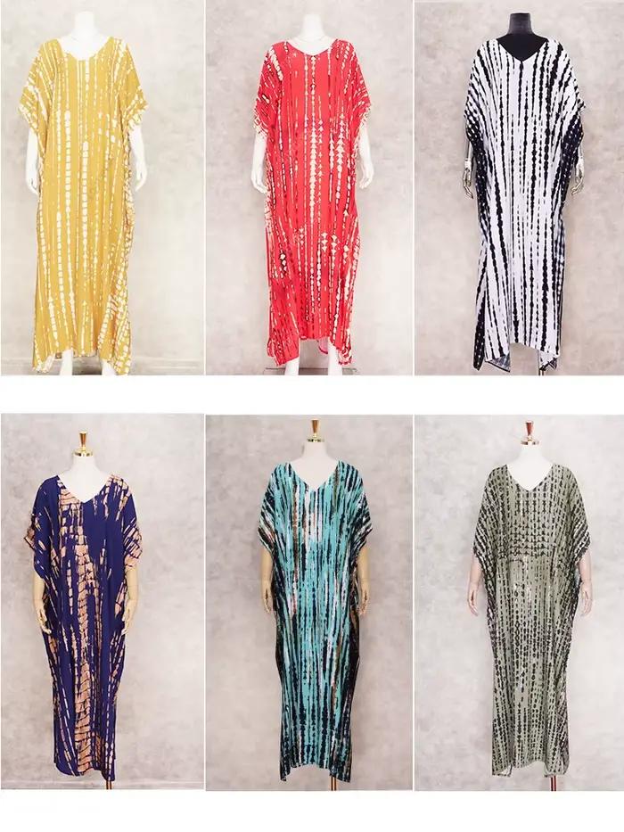 2025 bohème imprimé col en v manches chauve-souris côté fendu robe ample pour les femmes vêtements g