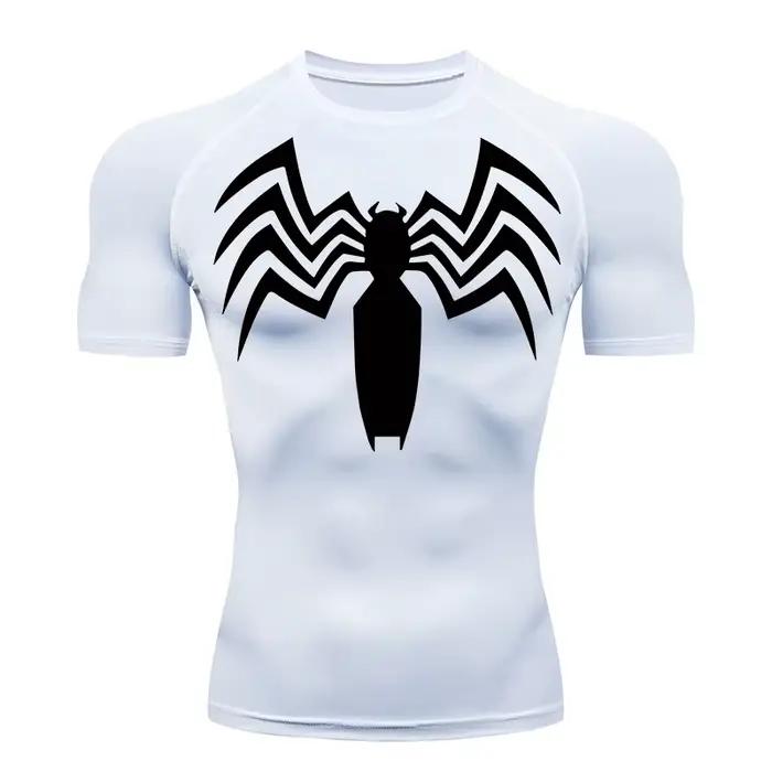 Chemises de compression à imprimé araignée pour hommes, t-shirt de course athlétique, t-shirts à séc