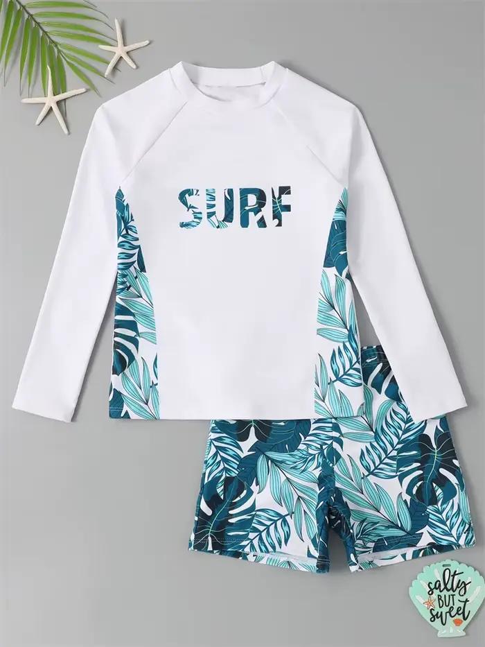 Garçon maillot de bain 2026 nouveau solide et imprimé à manches longues maillots de bain pour enfant