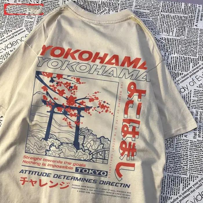 T-shirt manches courtes col rond femme, estival et respirant, avec impression de lettres, style japo