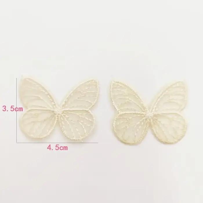 Patchs en tissu papillon en maille brodée 4.5x3.5cm, 20 pièces/lot, Appliques pour vêtements, fourni