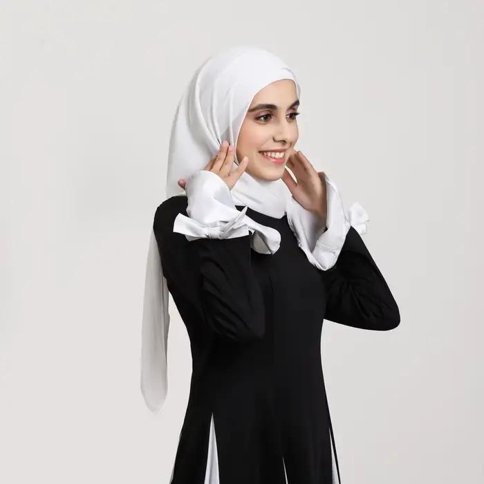 2025 Ramadan femmes solide écharpe intégré magnétique musulman en mousseline de soie Hijab châles tê