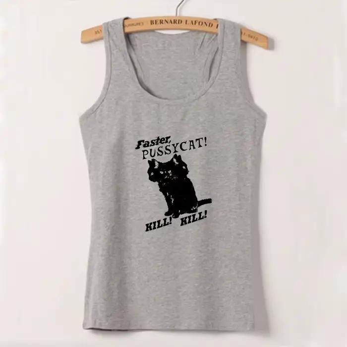 Y-Women FibrCasual Cat Pattern Print Tanks, Style Y2k Aesthetic Sweet Sexy, Précieux, Harajuku Basic