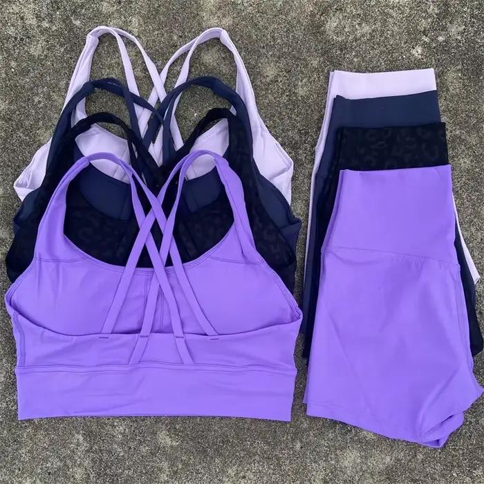 Ensemble de vêtements de Yoga 2 pièces, ensemble short de sport pour femmes, soutien-gorge croisé da
