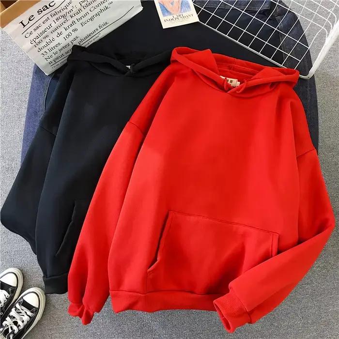 Sweat à capuche solide pour femmes, décontracté, confortable, extensible, poches amples, vêtements c