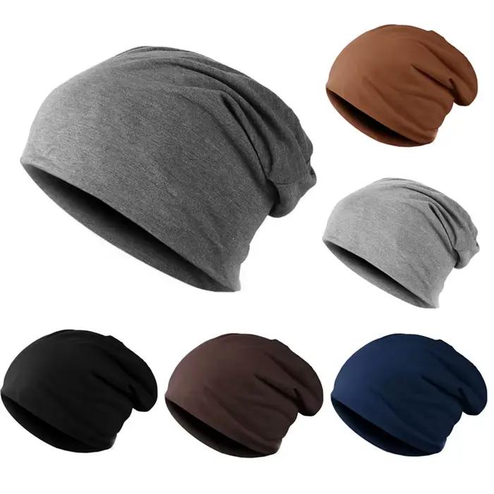 Nouveau couleur unie Baggy Slouchy bonnets chapeau pour homme mâle automne printemps Hip Hop doux or