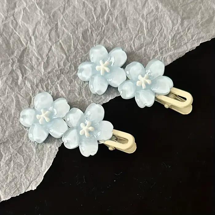 Pince à Cheveux Colorée à Cinq Pétales pour Femme, Accessoires à Motif Floral, Résines, 1 ou 2 Pièce
