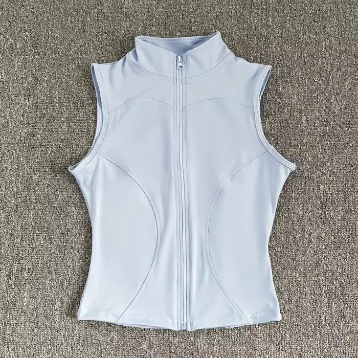 Haut de Sport sans manches pour femmes, coupe cintrée, séchage rapide, col montant élastique, vêteme