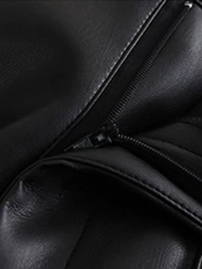Lautaro – pantalon Long en cuir Pu souple pour femme, noir, avec fermeture éclair, taille haute, déc