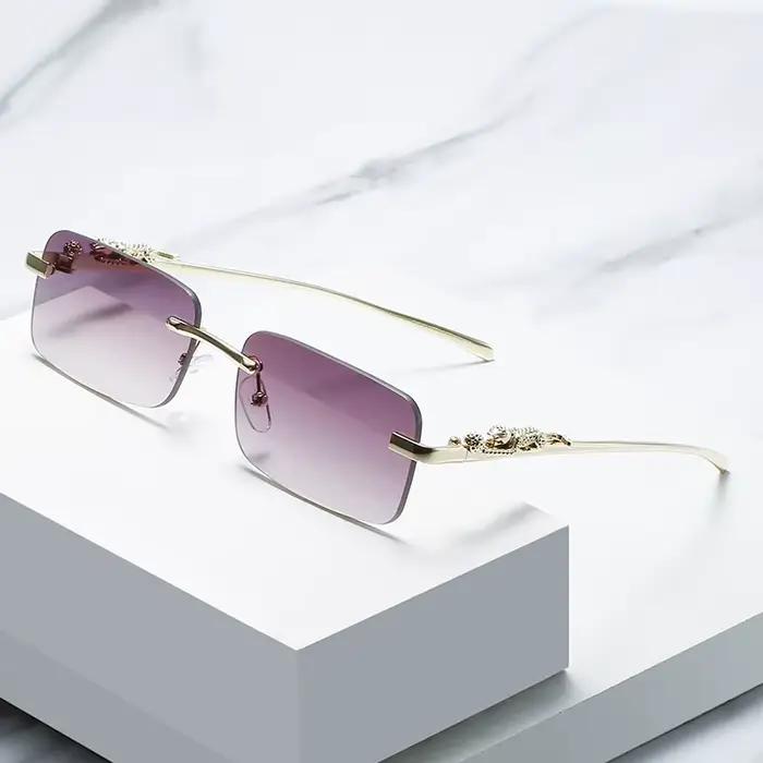 Monture de lunettes sans monture pour femmes et hommes, mode guépard, décoration Business Cool, mont