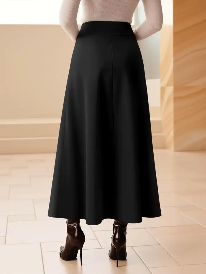 Jupe mi-longue pour femme, taille haute, style fluide, tissu respirant, idéale pour les tenues décon