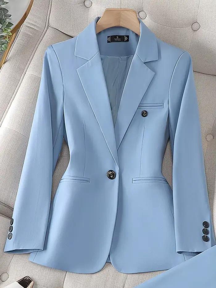Blazer à manches longues pour femmes, veste mince pour dames, vêtements d'affaires, manteau formel,