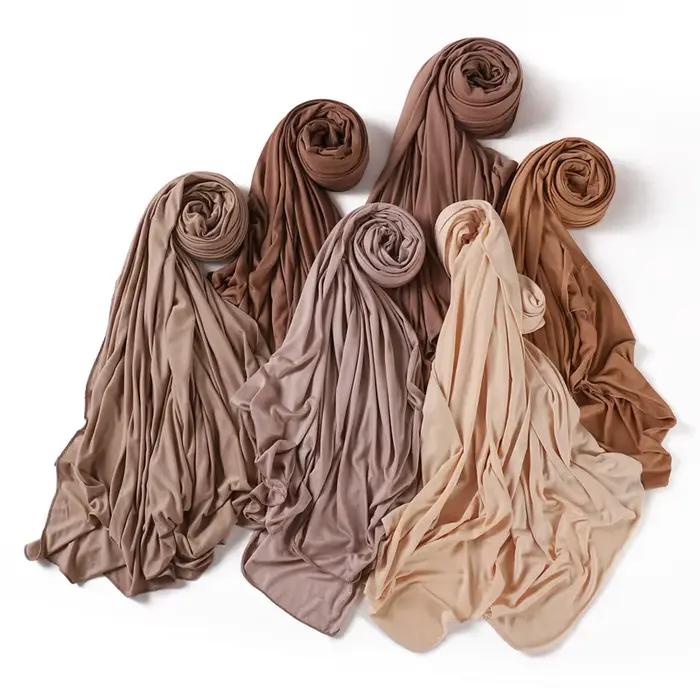80*180 cm Modal rayonne coton musulman Jersey Hijab femmes couleur unie écharpe Ramadan Long châle p
