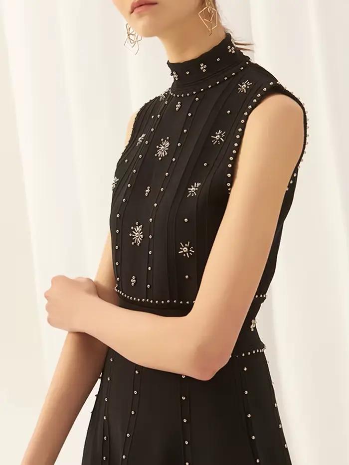 TWOTWurea-Robe évasée brodée en patchwork YLE pour femme, mini robe taille haute, col rond, mode fém