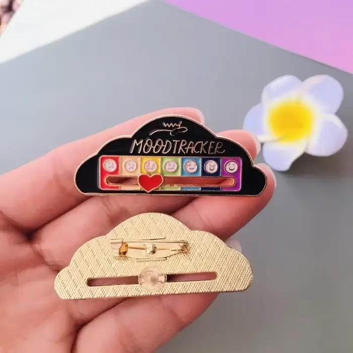Broche d'énergie de Conversion d'humeur créative, Badge en métal de puissance sociale coulissant per