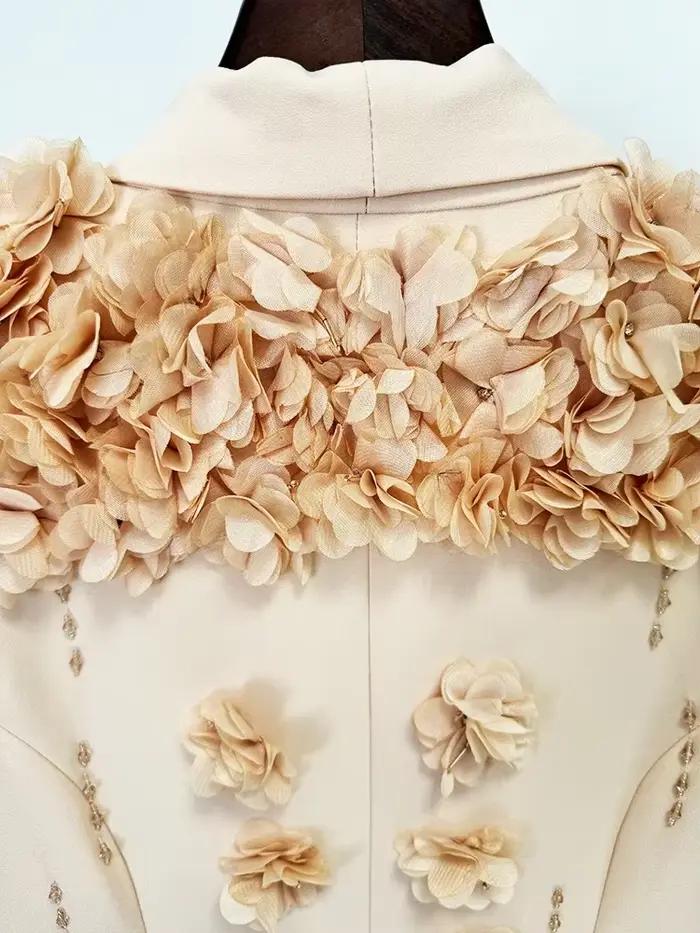 Haute qualité nouvelle mode 2025 Designer Maxi robes femmes à manches longues superbes fleurs Appliq