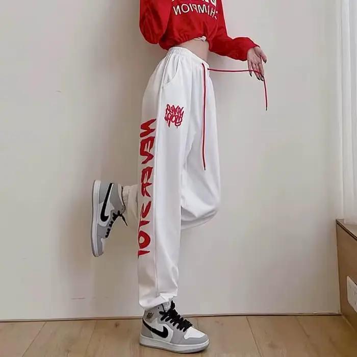 Jazz – pantalon décontracté à lacets pour femme, avec lettres imprimées, style urbain, Vintage, surv