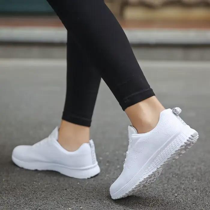Femmes Chaussures Décontractées Mode Respirant Marche Maille FlatShoesSneakers Blanc Femme Chaussure