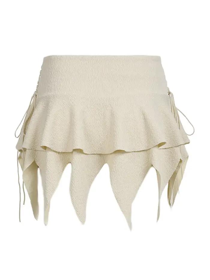 Mini jupe gothique unie pour femme, bande élastique, jupe courte Y2K, ourlet irrégulier, streetwear