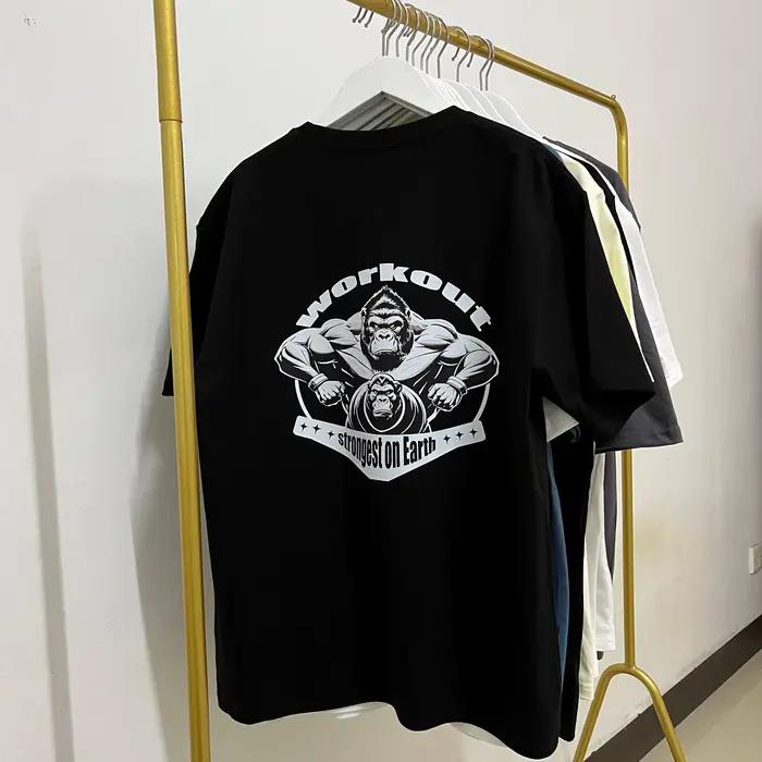 Gym Sport t-shirt hommes coton à manches courtes haut homme entraînement musculation t-shirt