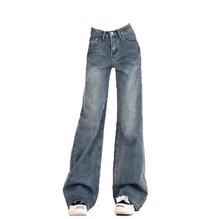 Dames jean pantalon évasé loisirs minceur Vintage inspiré automne taille haute cloche femmes pantalo