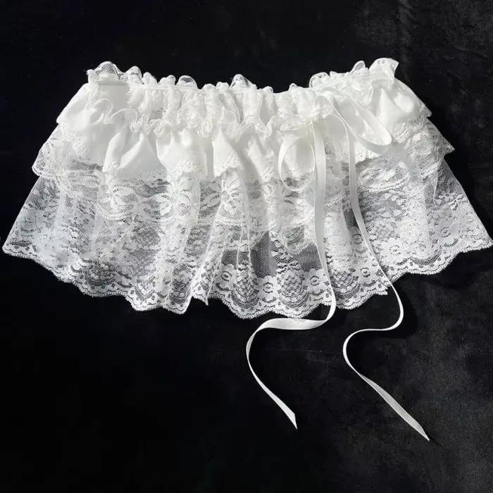 2025 coréen Ins Unique dentelle couches gaze jupes dentelle garniture a-ligne courte tissu Mini tail