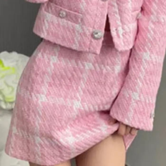 HIGH STREET Nouvelle Collection 2026 Jupe Rose de Créateur pour Femme, en Mélange de Laine Douce, à