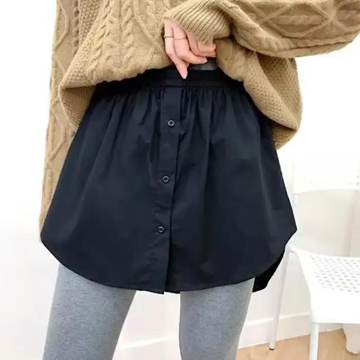 Sous-jupe détachable pour femmes, fausse chemise, jupe irrégulière, chemisier à queue, extension en