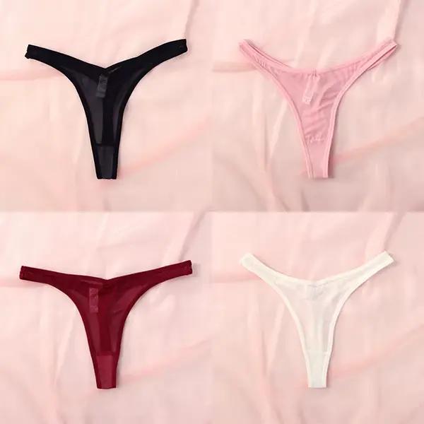 Strings sans couture pour femmes, lingerie en maille translucide, sous-vêtements en T doux, culottes