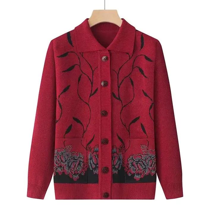 Pull cardigan à manches longues avec boutons pour femmes, manteau chaud, vêtements pour femmes, mère