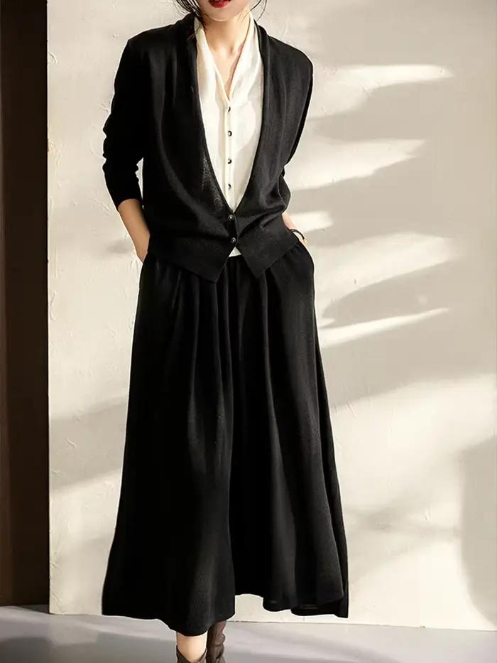 BirdTree-2024 femme nouveau dans les ensembles assortis, 32.4% laine de mouton, faux cardigan 2 pièc