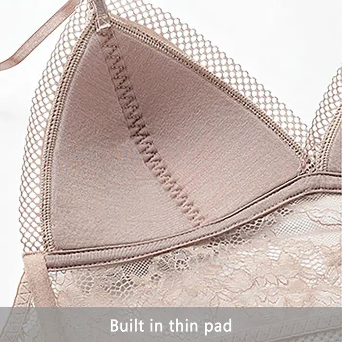 Soutien-gorge en dentelle brillante pour femmes avec décolleté en V profond et conception dos bas élégant pour toutes les occasions spéciales