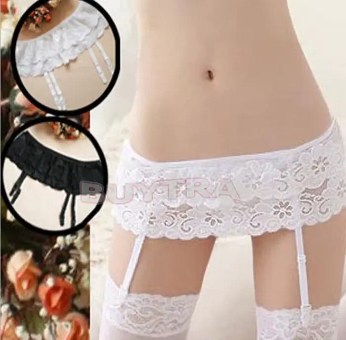 Porte-jarretelles en dentelle pour femmes, lingerie sexy, bretelles transparentes, sous-vêtements réglables, ceinture à double boutonnage pour bas