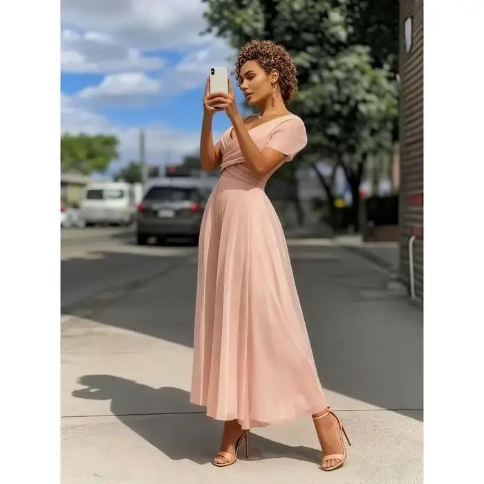 Femmes élégantes Corset invité mariage longue robe Sexy col en V plis fluide soirée remise des diplômes formelle Maxi robe de bal robe de bal
