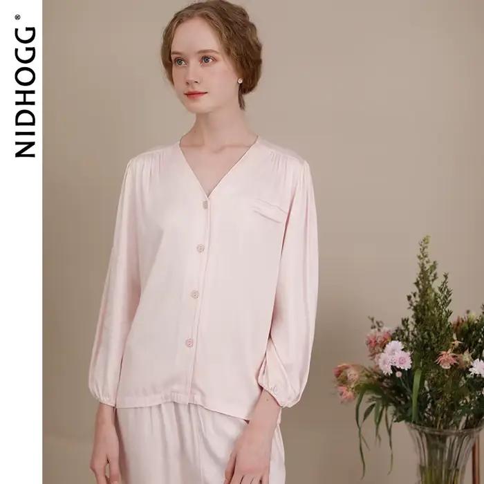 Ensemble pyjama Modal Super doux pour femmes, vêtements de nuit en tricot, doux pour la peau, extensible, confortable, 2 pièces, Style japonais minimaliste