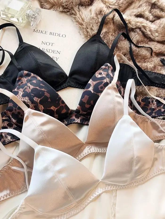 Ensemble de sous-vêtements sexy en soie pour femmes, soutiens-gorge sans fil, bralette française, soutien-gorge et string intimes sans couture, été