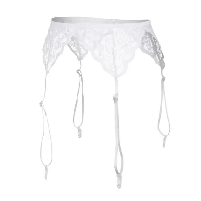 Lingerie sexy pour femme, porte-jarretelles en dentelle transparente, sous-vêtements exotiques, ceinture de taille réglable à double rangée de boutons pour bas