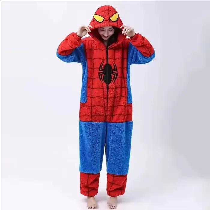 Ensemble de pyjama rouge araignée pour enfants, vêtements de nuit Kigurumi à capuche, glouton, cosplay de dessin animé animal, garçon, fille