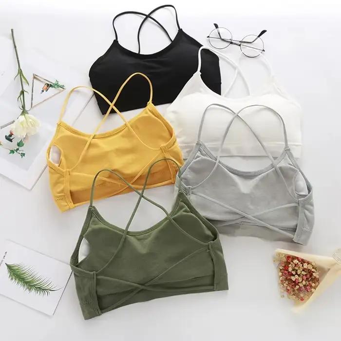 Soutien-gorge Push Up respirant à bretelles croisées pour femme, brassière de sport, yoga, gym, fitness, beauté du dos