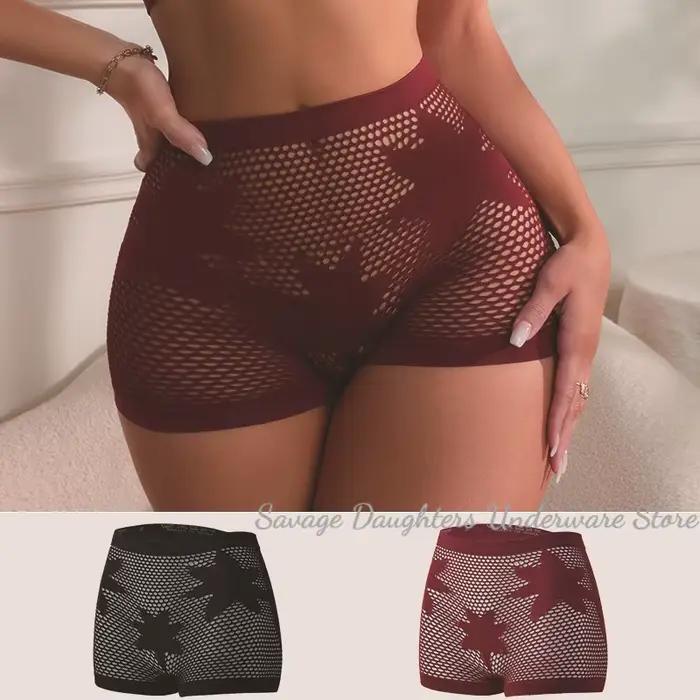 Culottes à motif étoile pour femmes, sous-vêtements sans couture, dentelle ajourée, boxers respirants, lingerie confortable, shorty sport