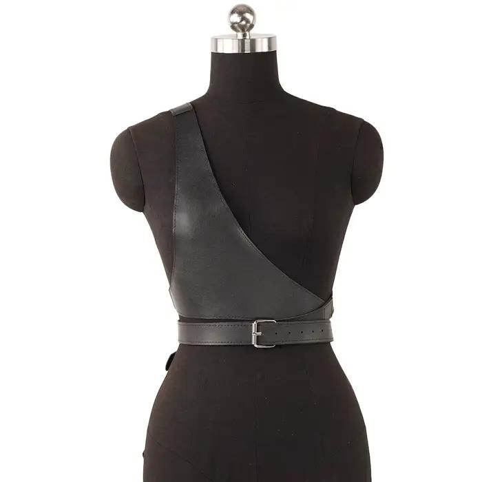 Corsets pour femmes, ceinture large, corset gothique sous-poitrine en cuir PU, crop top, couleur unie, gilet ajustable, ceinture de taille, accessoires vestimentaires