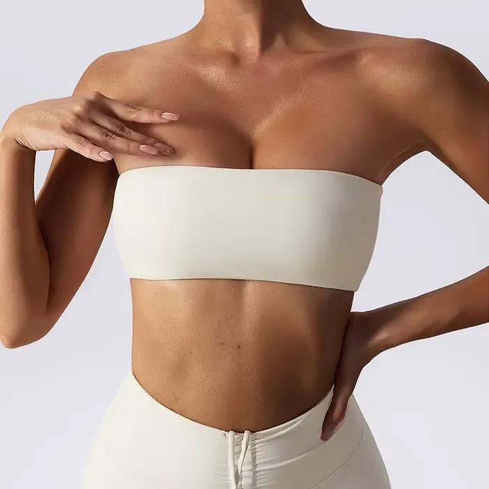 Soutien-gorge de sport femmes Fitness soutien-gorge intime sans bretelles Bustier Bandeau respirant enveloppé poitrine hauts de sport sous-vêtements de sport soutien-gorge de Yoga