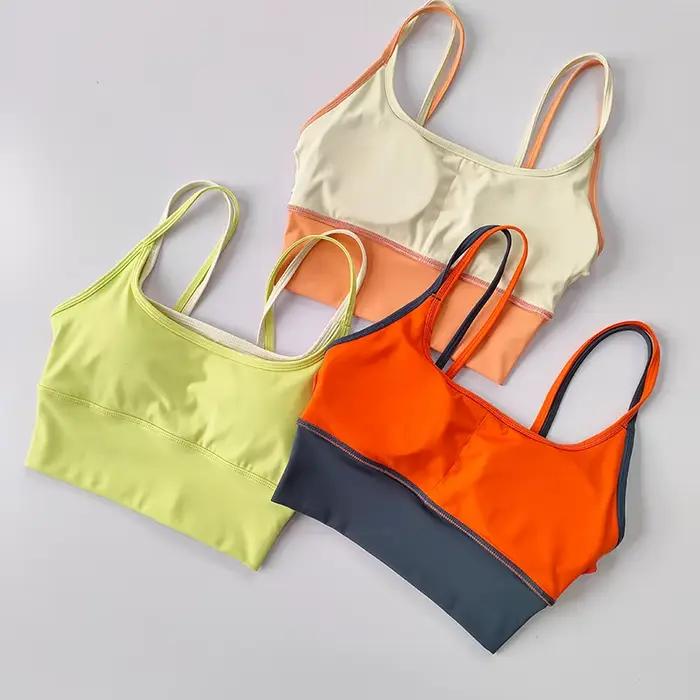 Soutien-gorge de sport pour femmes, absorbant les chocs, Double sangle de poitrine, gilet de Yoga, séchage rapide, Anti-affaissement, façonnant, Fitness, été